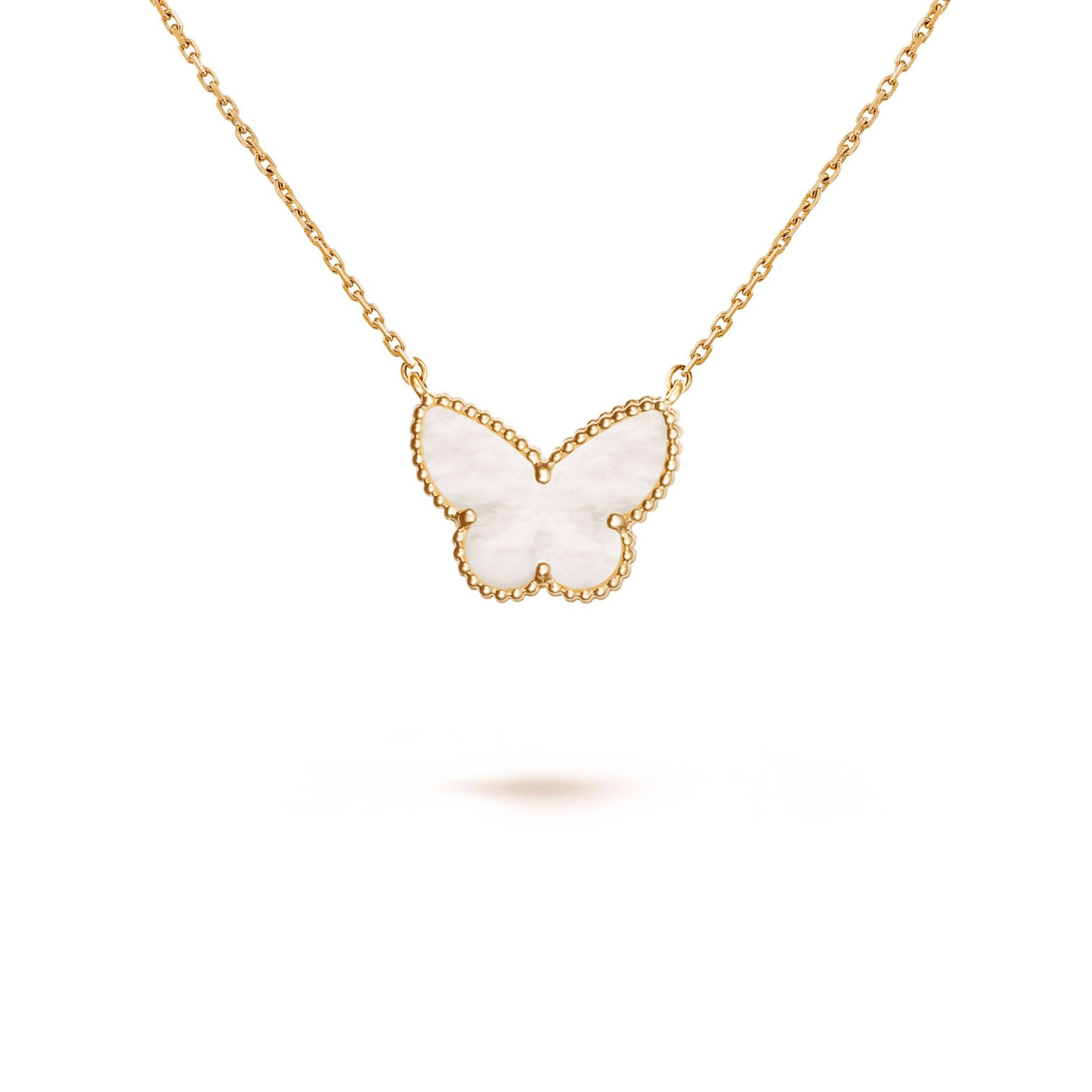 V*N CL*F  arpels lucky alhambra butterfly pendant - yellow gold, mother-of-pearl vcard99500